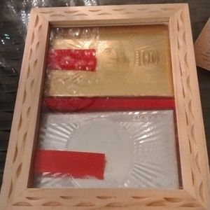 Silver and Gold Playing Cards in Wooden Box